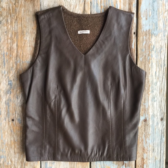 Mardini Leather/Sweater Knit Vest - Picture 1 of 6