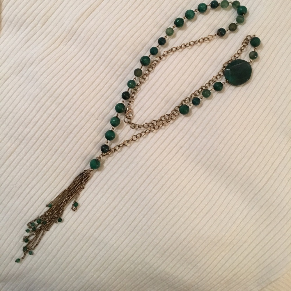 Anthropologie Green Stone Necklace