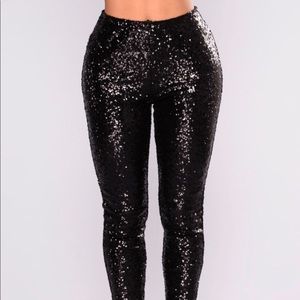 Fashion Nova black sequin stretch pants