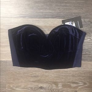 NWT Sparkle & Fade Navy Velvet Bustier Size XS