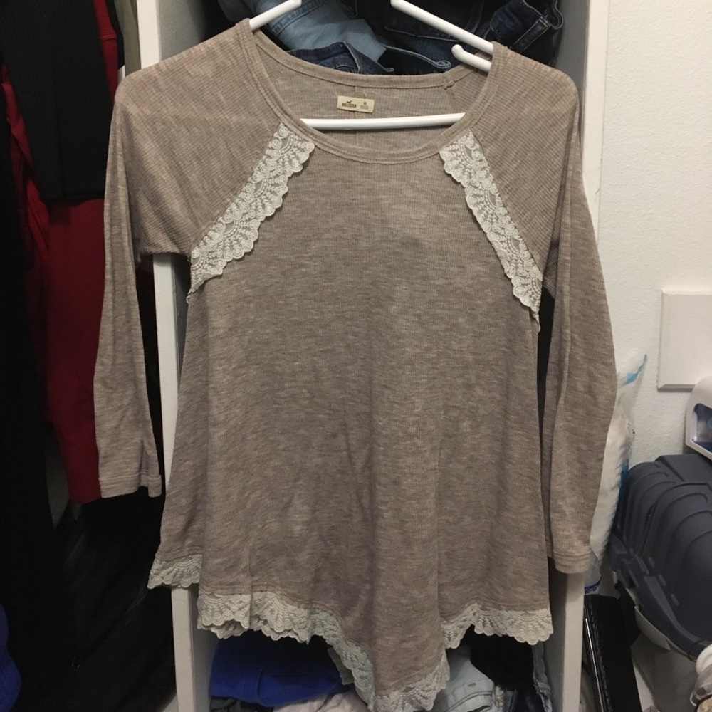 Tan Hollister long sleeve shirt