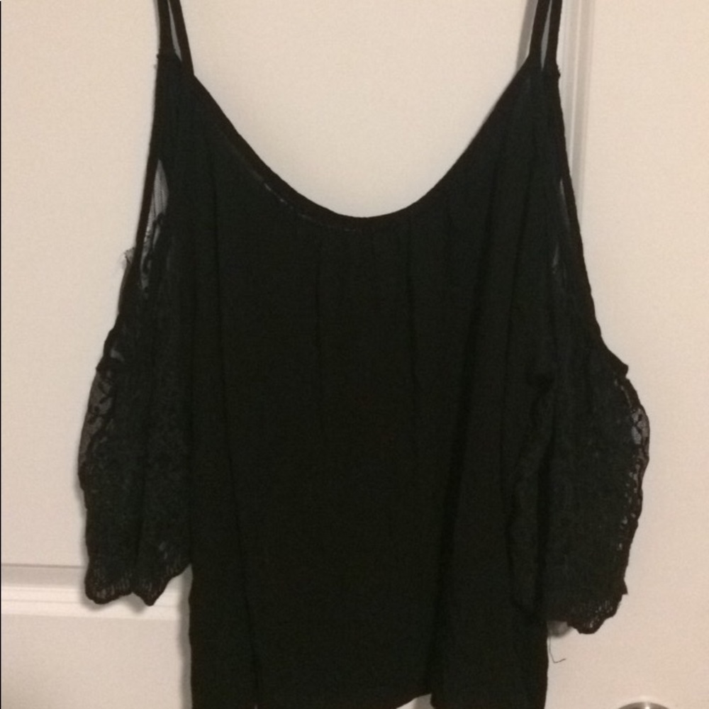Black Open Shoulder Lacey blouse