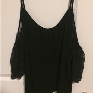 Black Open Shoulder Lacey blouse