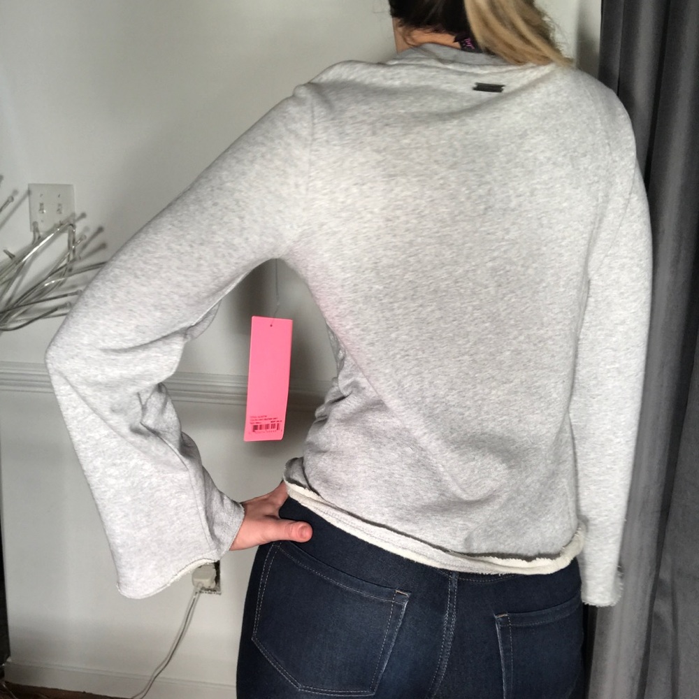Betsey Johnson heather grey cotton sweater top - Picture 5 of 8