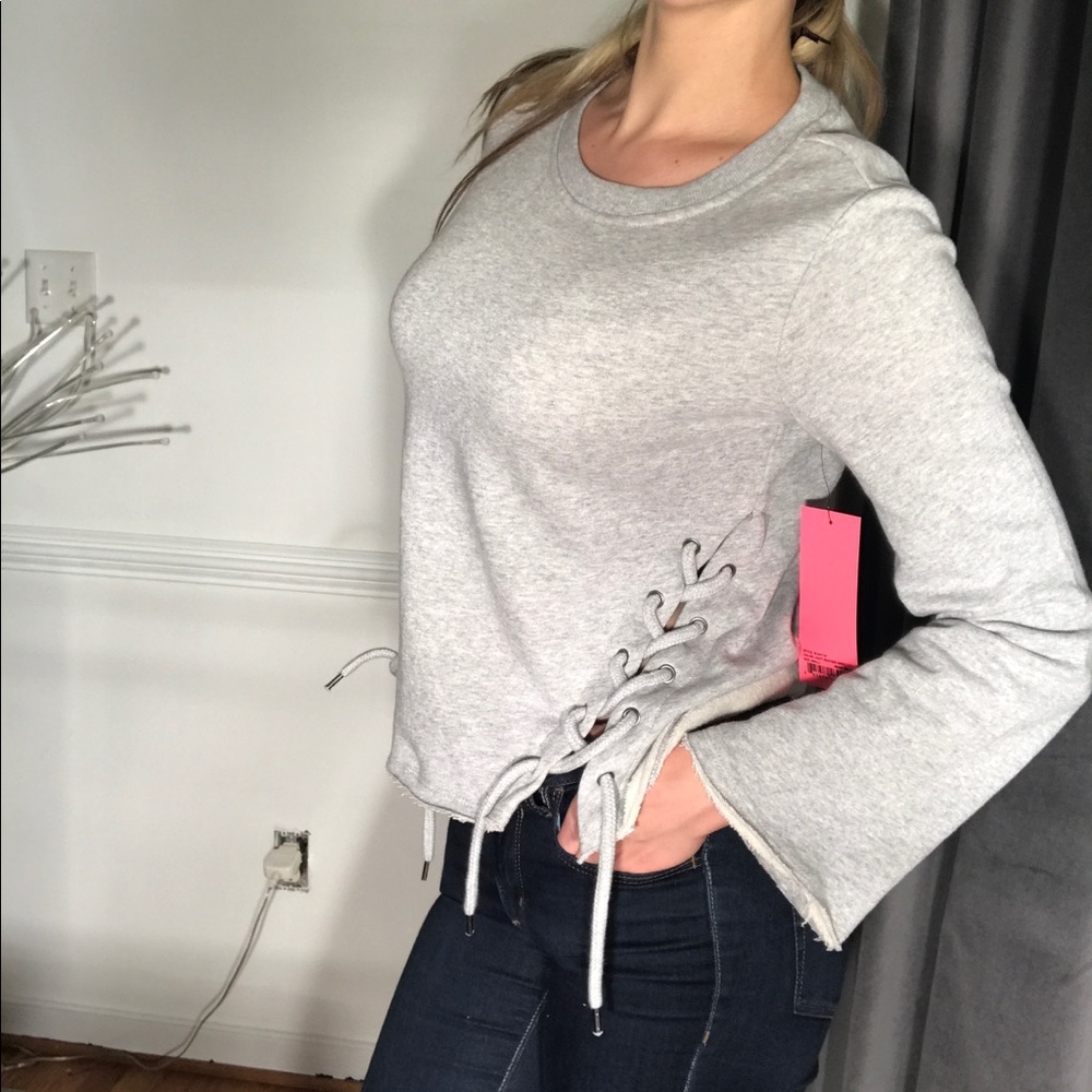 Betsey Johnson heather grey cotton sweater top - Picture 8 of 8