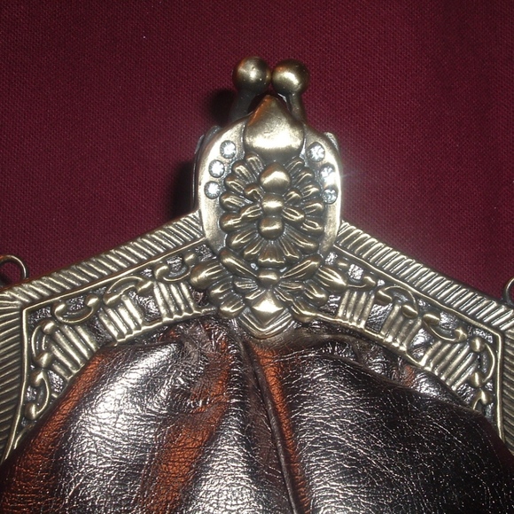 Champagne Metallic Faux Leather Clutch - Picture 2 of 4