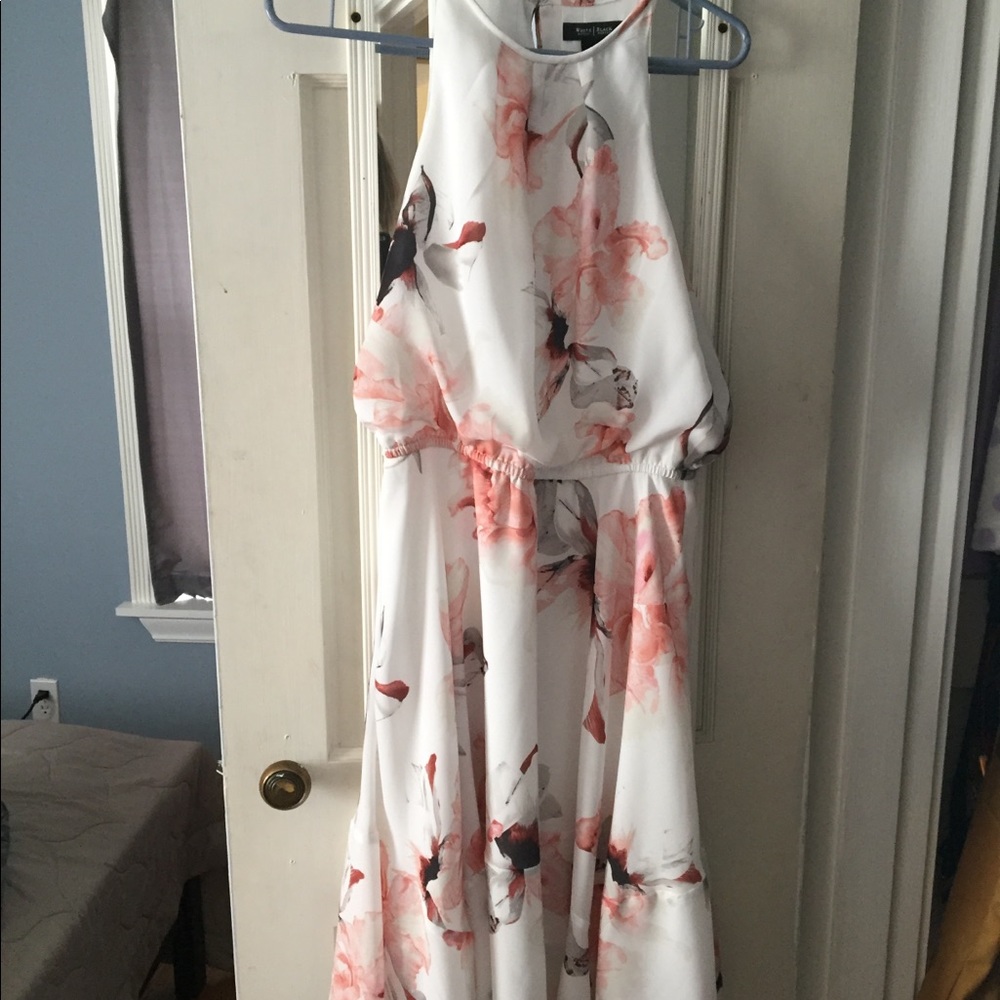 White House black floral aline dress.