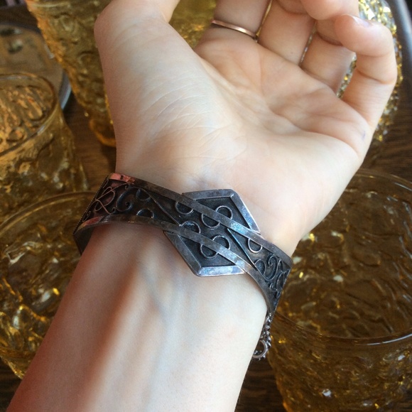 SOLD Vintage Citrine Silver Cuff Bracelet - Picture 3 of 8