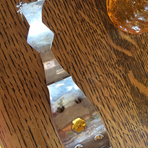 SOLD Vintage Citrine Silver Cuff Bracelet - Picture 4 of 8