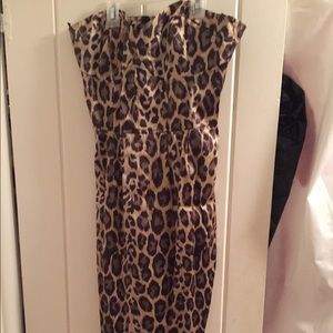 Arden B cheetah print strapless dress