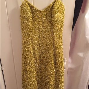 Yellow sequin mini dress size four
