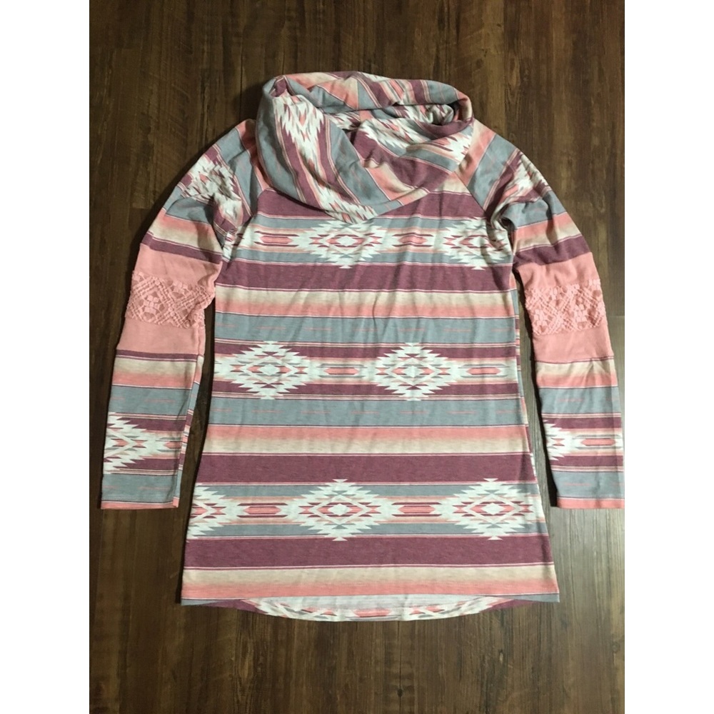 AZTEC COWL NECK LONG SLEEVE