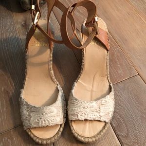 Espadrilles- cream lace 3 inch heels
