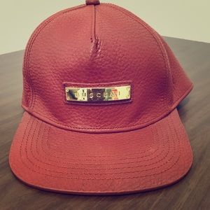 Leather Screwback Cap, Red
