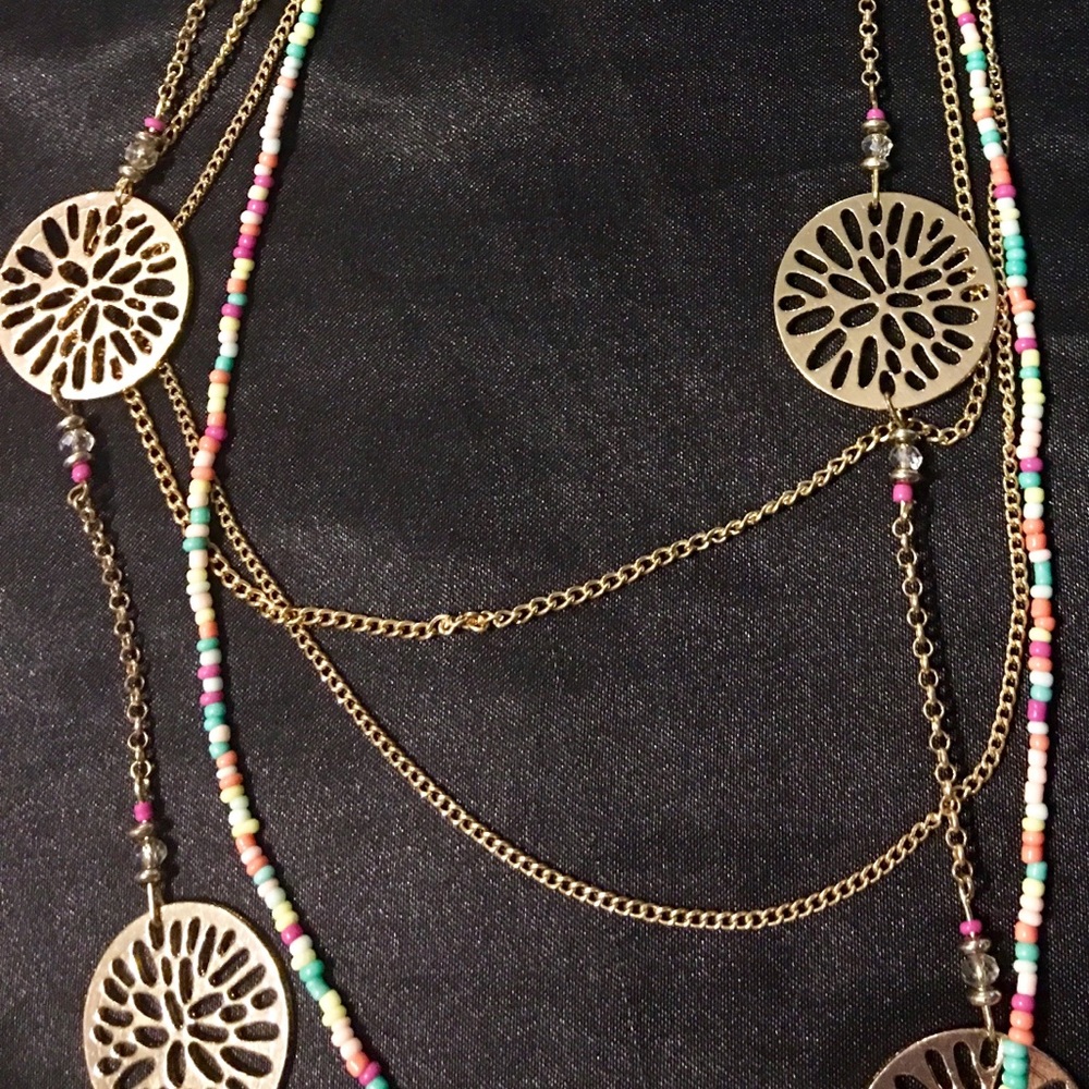 Layered long necklace