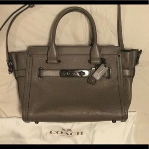 COACH SWAGGER 27 BAG- TAUPE & GUNMETAL