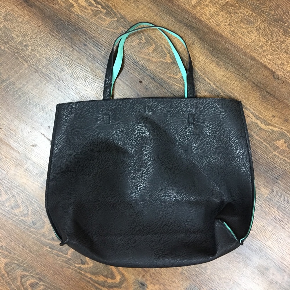 Reversible black and mint tote