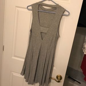GREY CUT OUT T SHIRT DRESS