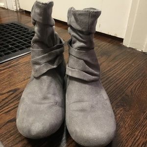 Rampage Gray Suede Ankle Booties