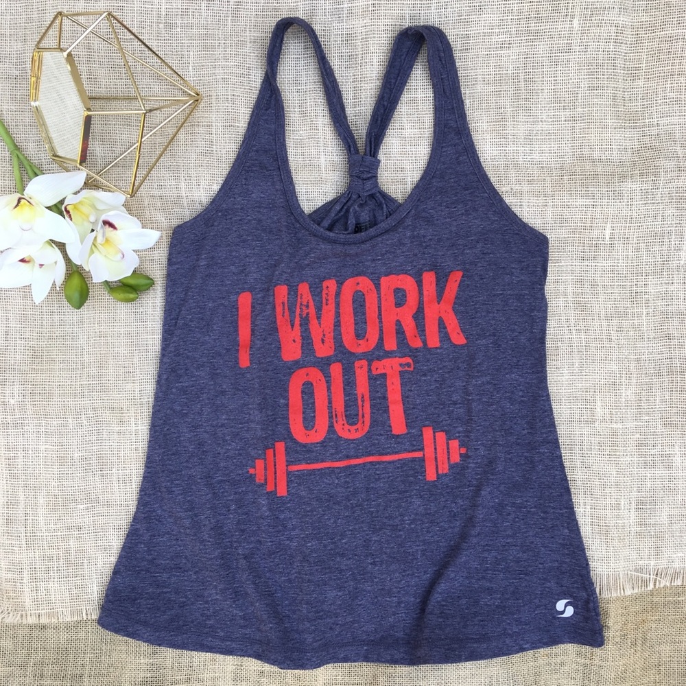 Soffe I Work Out Tank Top Athletic Gray Racerback
