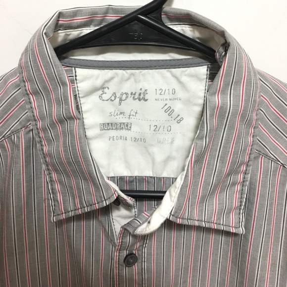Esprit Casual Button Up Shirt Gray Red X-Small - Picture 4 of 5