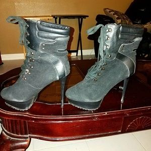 black & gold heel boots