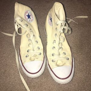 Cream colored High Top converse