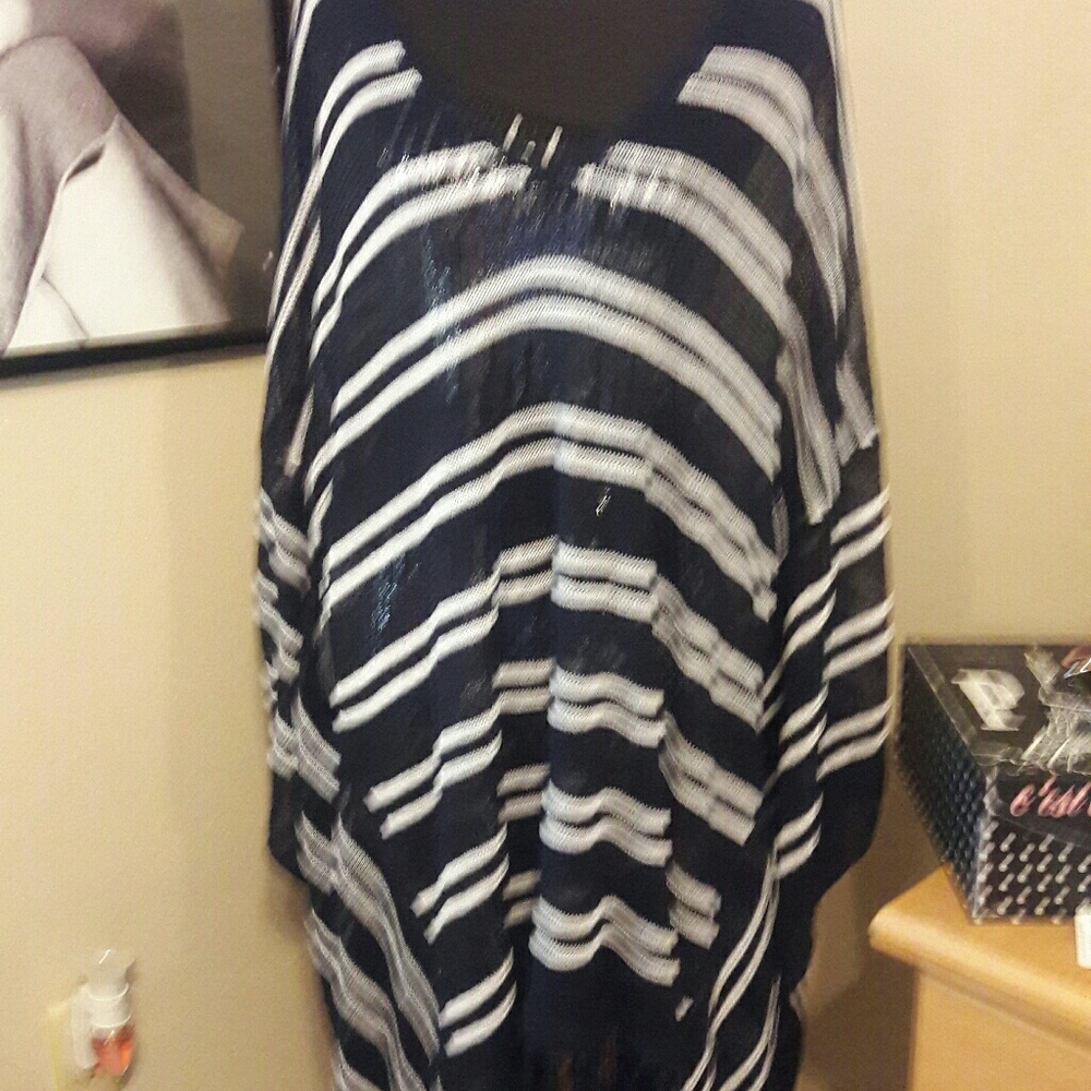 Chico Blue & White Poncho