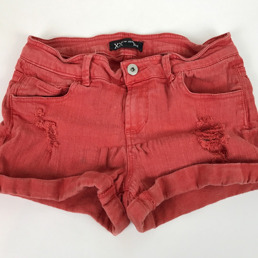 💥Distressed Jean Short Boutique Orange/Red Ripped