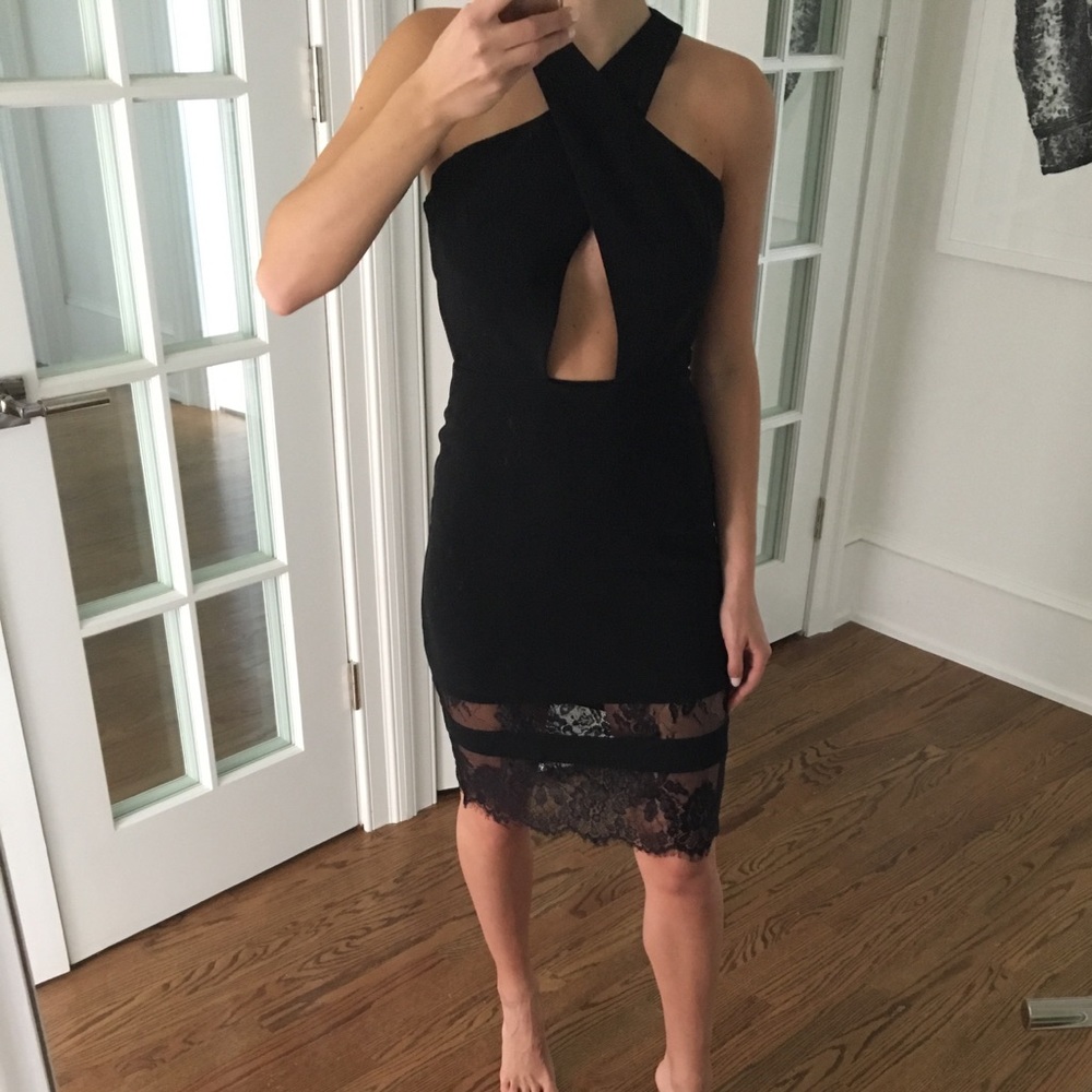 TOPSHOP black dress with lace detail