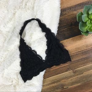 Black lace halter bra NWOT