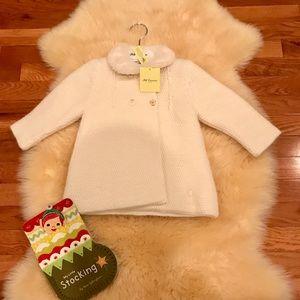 NWT Baby Girl Pili Carrera Winter White Dress Coat