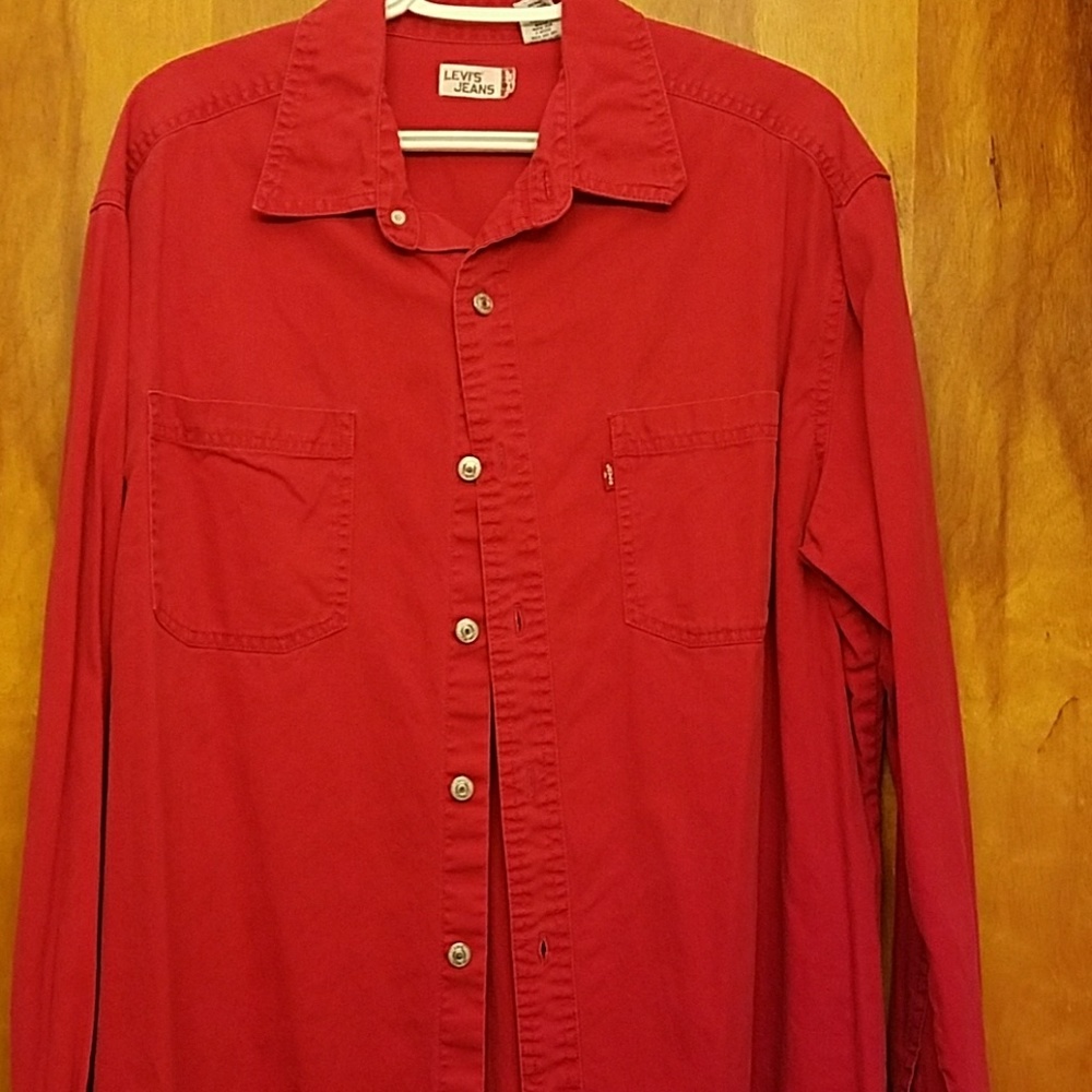 Mens red button down