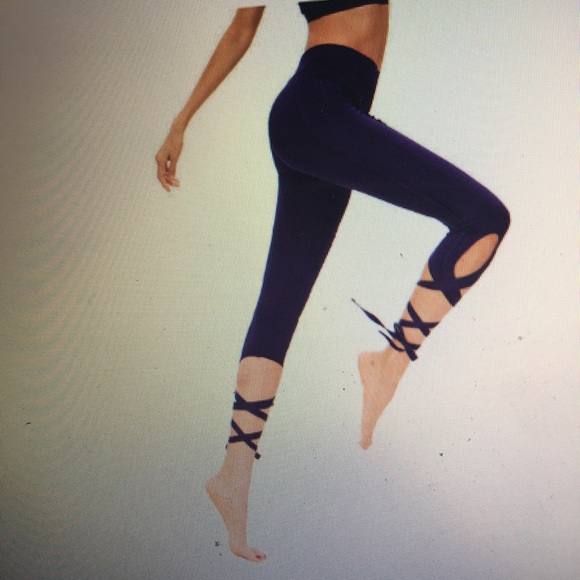 boutique Pants - Dark Purple Hollow Tie Skinny Leggings