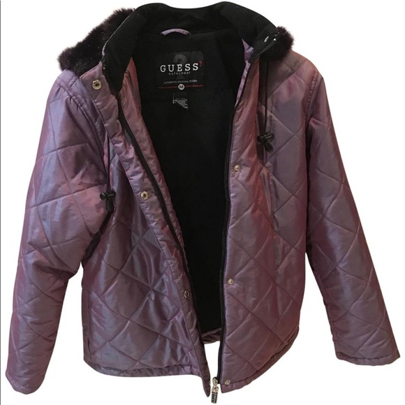 Guess Jackets & Blazers - GUESS Purple Iridescent Jacket w Detachable Hood.