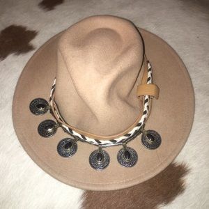 Zara Nude Felt Hat with Metal Charms