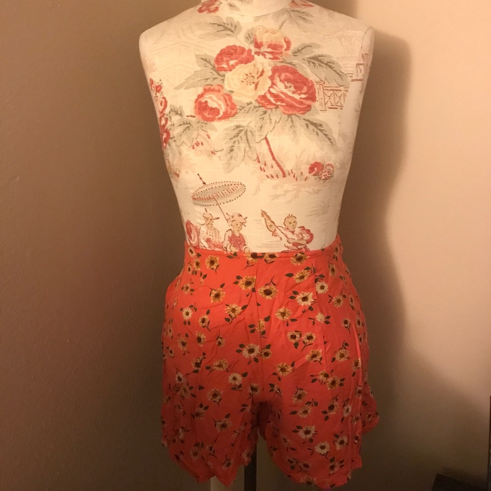 Urban outfitters orange Halloween sunflower shorts