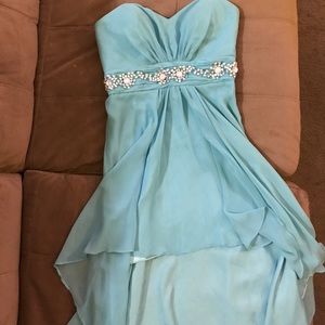 Aqua high/low prom dress