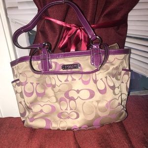 Coach bag purple and brown