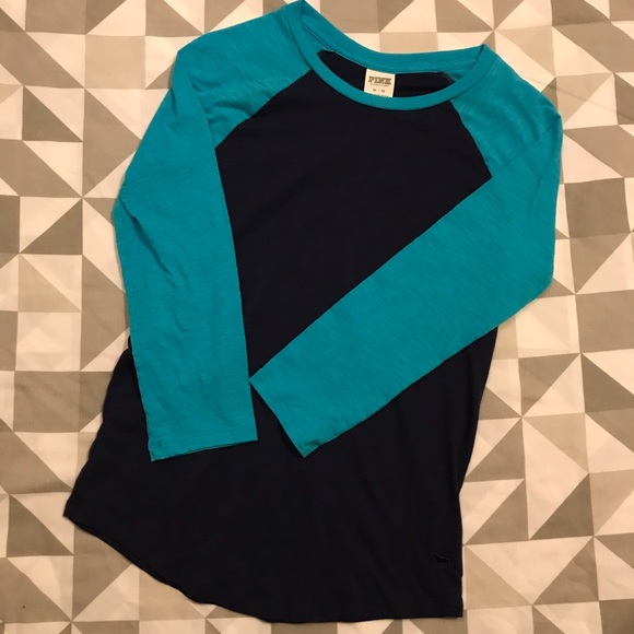 PINK Victoria's Secret Tops - EUC VS PINK blue aqua baseball tee XS