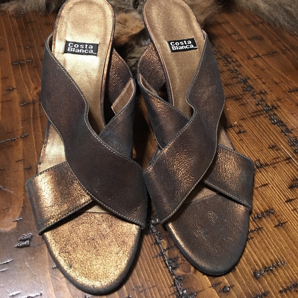 Slip on low heels.