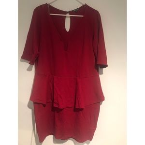 burgundy peplum dress plus size