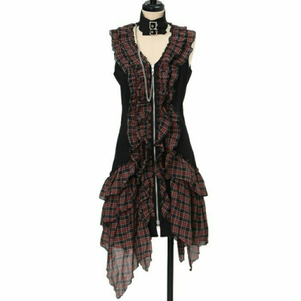 BPN Plaid Long Vest