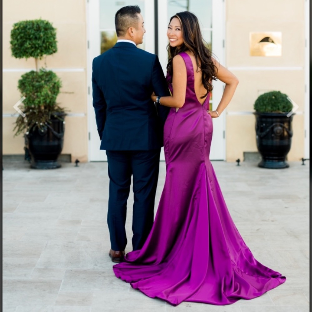 Purple polyester evening gown