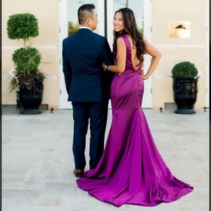 Purple polyester evening gown