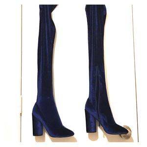 Public Desire Crushed Velvet thigh high boots