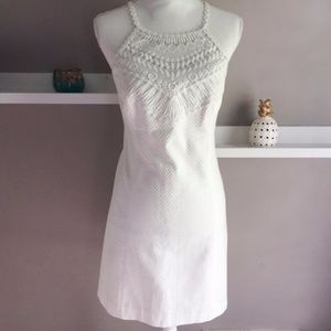 White Lilly Pulitzer Embellished Halter Dress