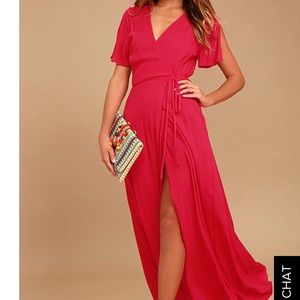 Red wrap maxi dress