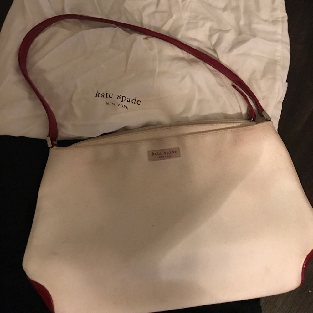 NOT FOR SALE Linen and patent leather handbag