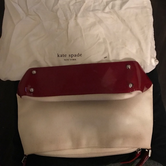 NOT FOR SALE Linen and patent leather handbag - Picture 2 of 3